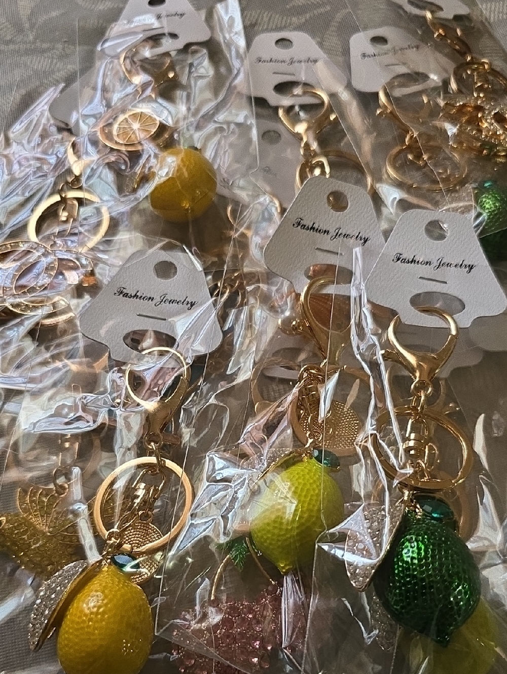 Fashion Jewelry Gold-Tone Crystal Charm Keychain with Multicolor Gem Accents - Picture 2 of 16